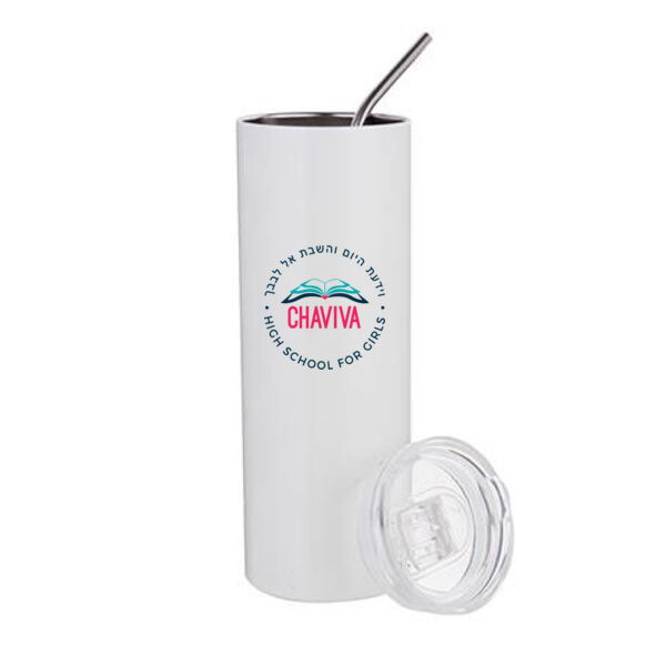 20oz. Stainless Steel Tumbler w/ Straw & Lid - Sublimated Logo Thumbnail