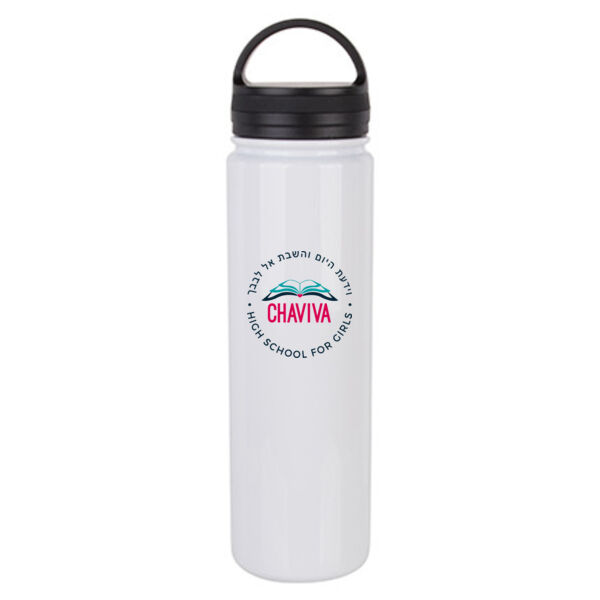 23oz. Stainless Flask Bottle w/ Portable Lid - Sublimated Logo Thumbnail