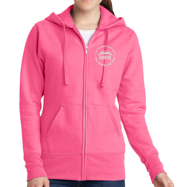 Port & Company® Ladies Core Fleece Full-Zip Hooded Sweatshirt - Embroidered Logo Thumbnail