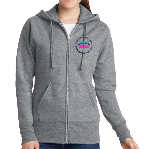 Port & Company® Ladies Core Fleece Full-Zip Hooded Sweatshirt - Embroidered Logo Thumbnail